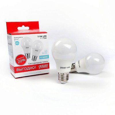 Лампа LED Elementary A60 E27 11W 4100K (2шт) 23221Р